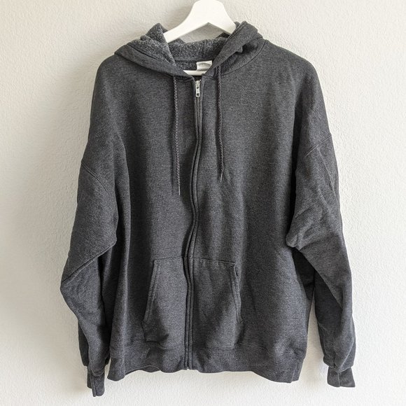 Hanes Other - Hanes Ecosmart Hooded Zip-Up Sweatshirt XL gray